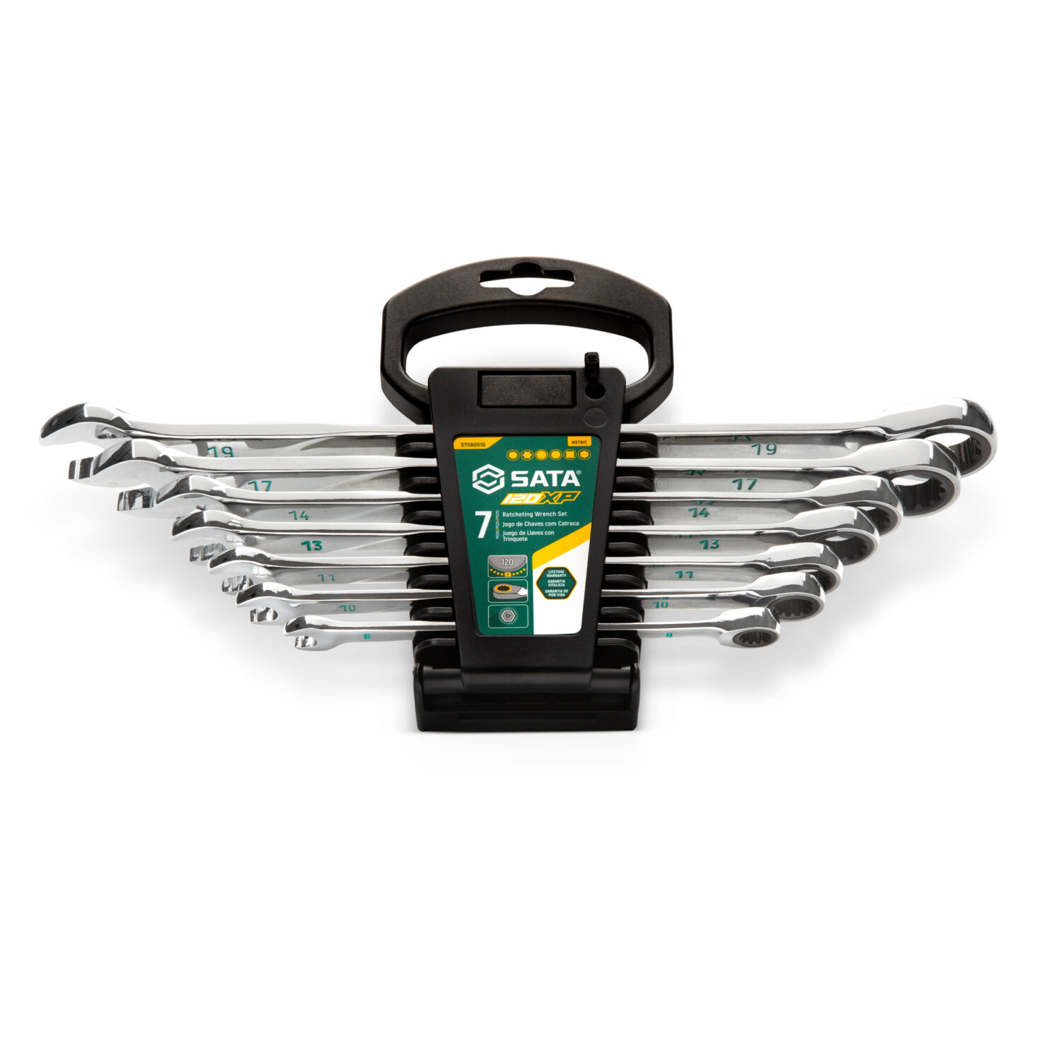 Sata Tools Jeu de 7 clés mixtes à cliquet métriques 120XP & X6