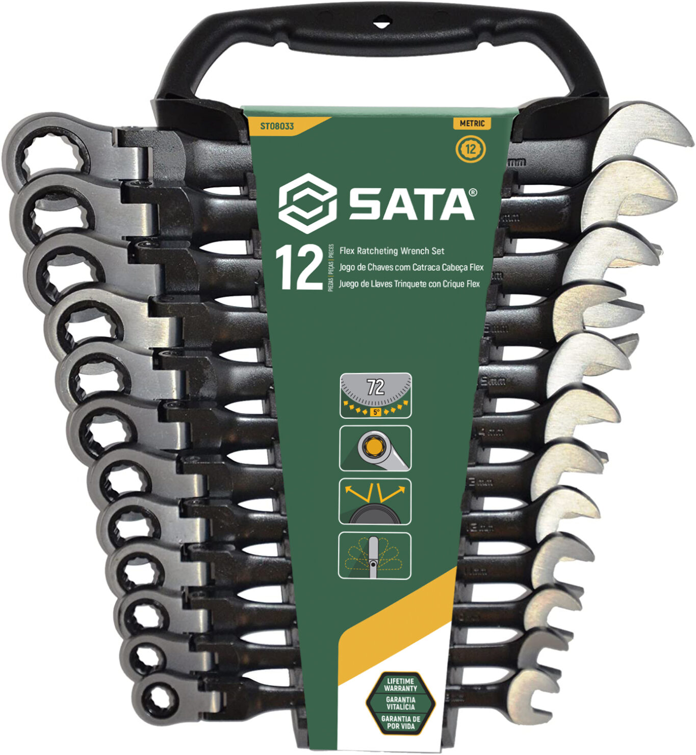 Sata Tools Jeu 12 Clés Cliquets Articulées 8-19mm